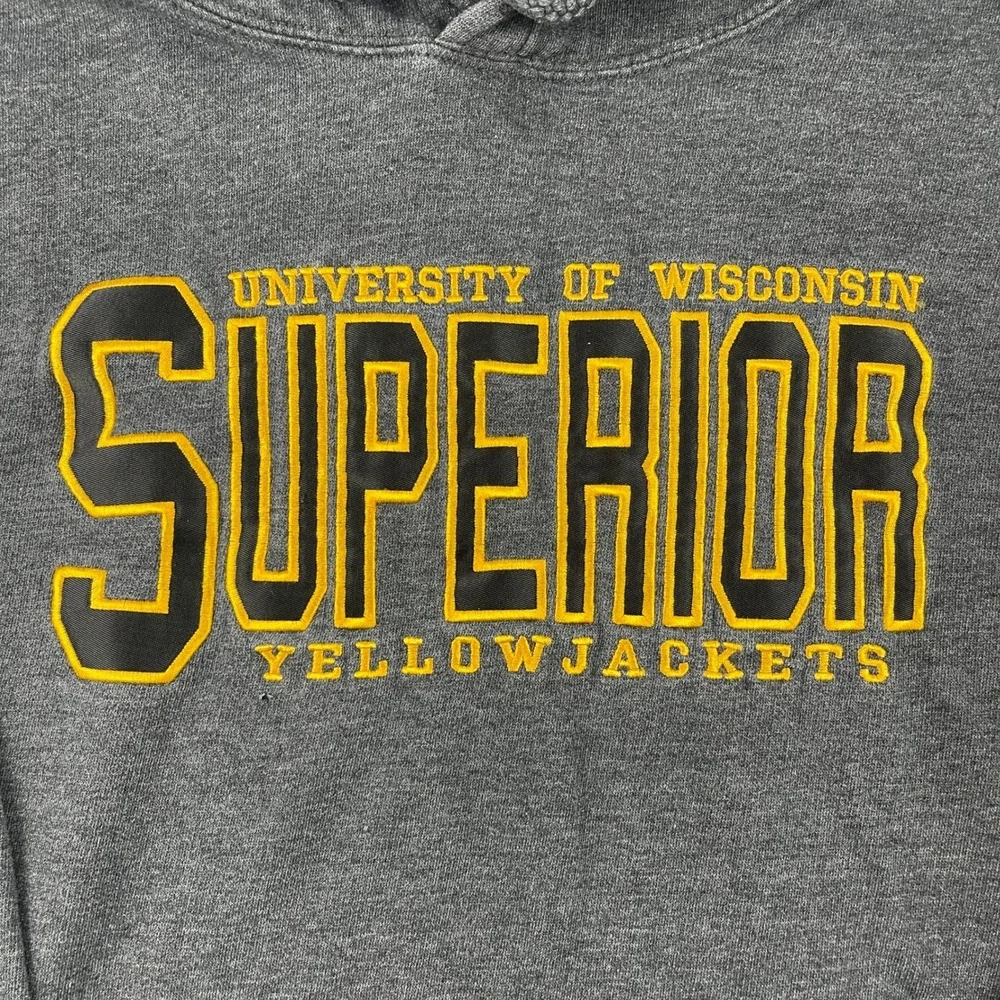 UW Superior Yellowjackets CI Sport Mens Small Gray Embroidered Hoodie Sweatshirt